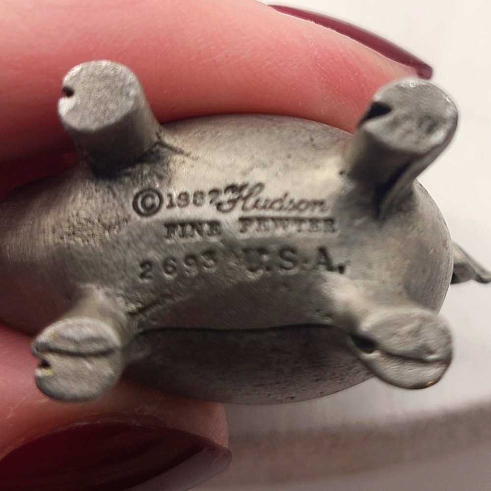 1982 Hudson Fine Pewter Mini Piggy Bank with 1974 Penny #2693 - Picture 4 of 4